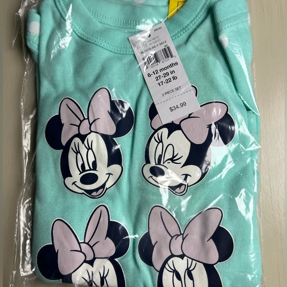 Gap Pajama Disney Minnie Mouse 100 Organic Cotton PJ Set 6 12 month girls mickey - Picture 2 of 4